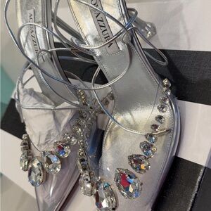 Aquazzura Silver Embellished Women's Shoes
